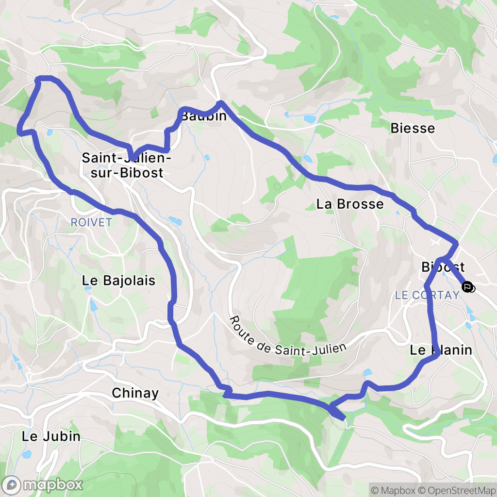 Bibost : carte du parcours de randonnée - France