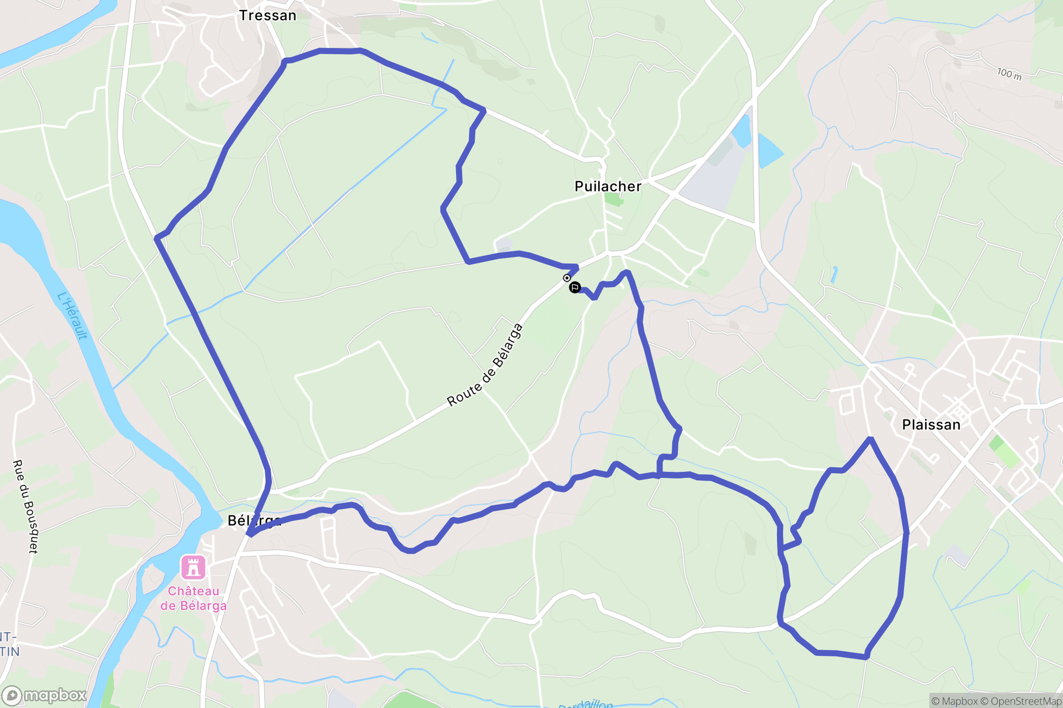 Puilacher : carte du parcours de randonnée - France