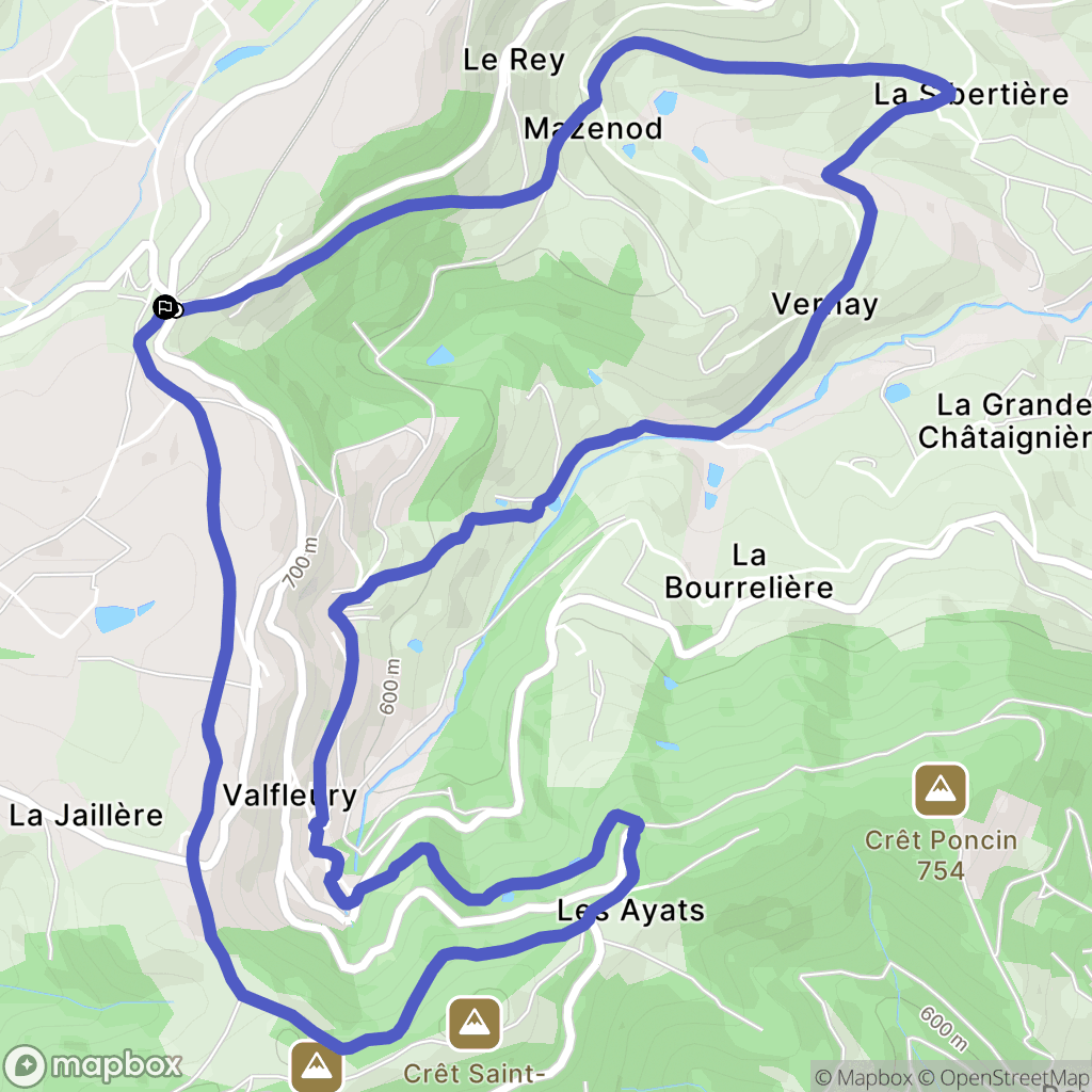 Valfleury : carte du parcours de randonnée - France