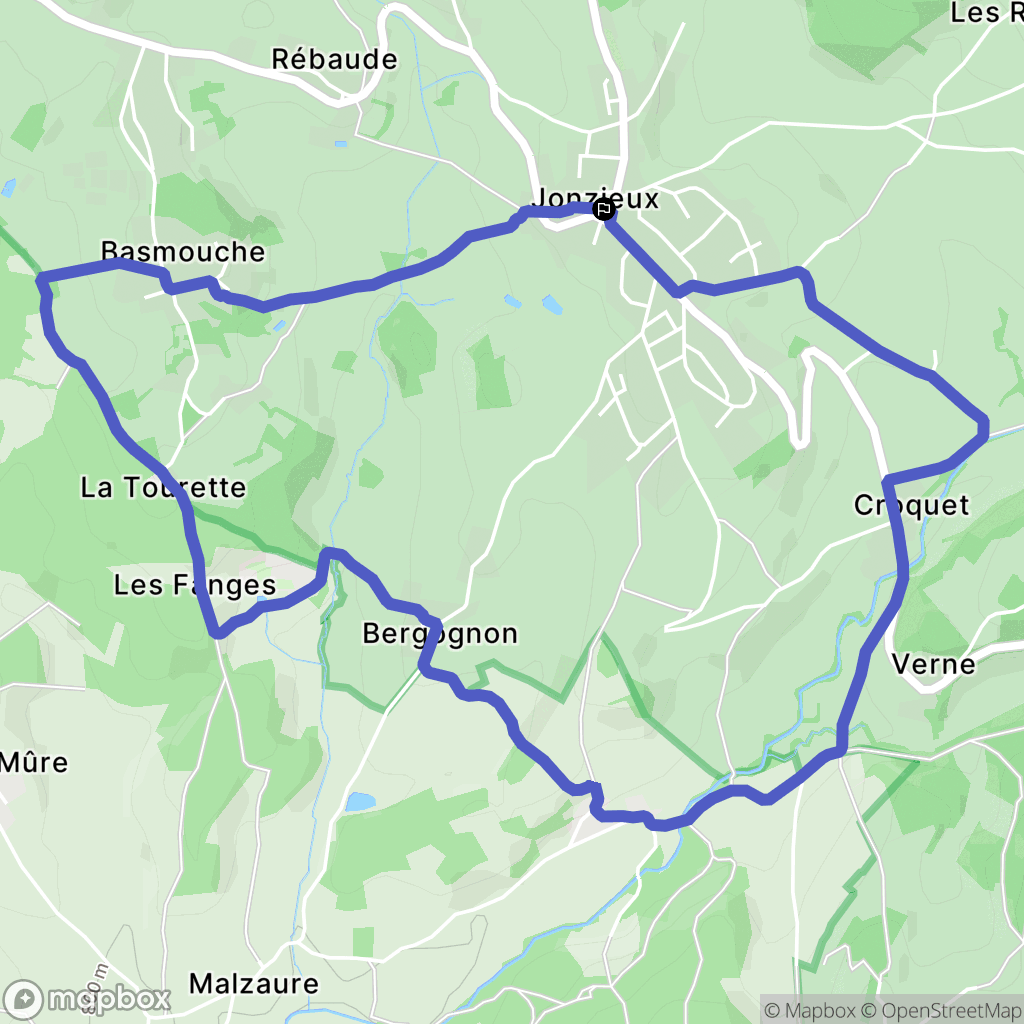 Jonzieux : carte du parcours de randonnée - France