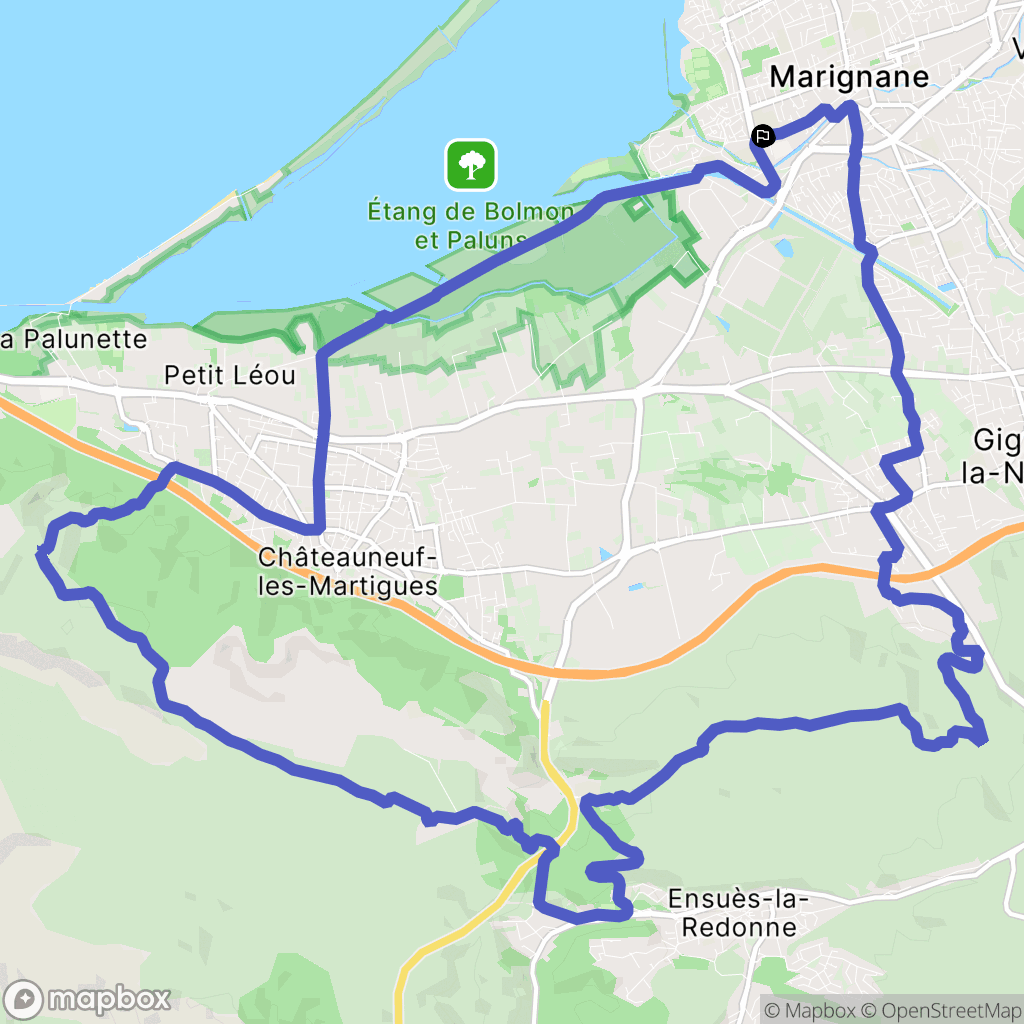 Marignane : carte du parcours de randonnée - France
