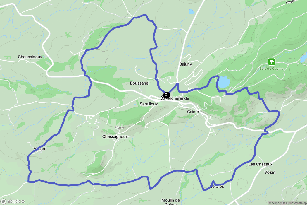 Picherande : carte du parcours de randonnée - France