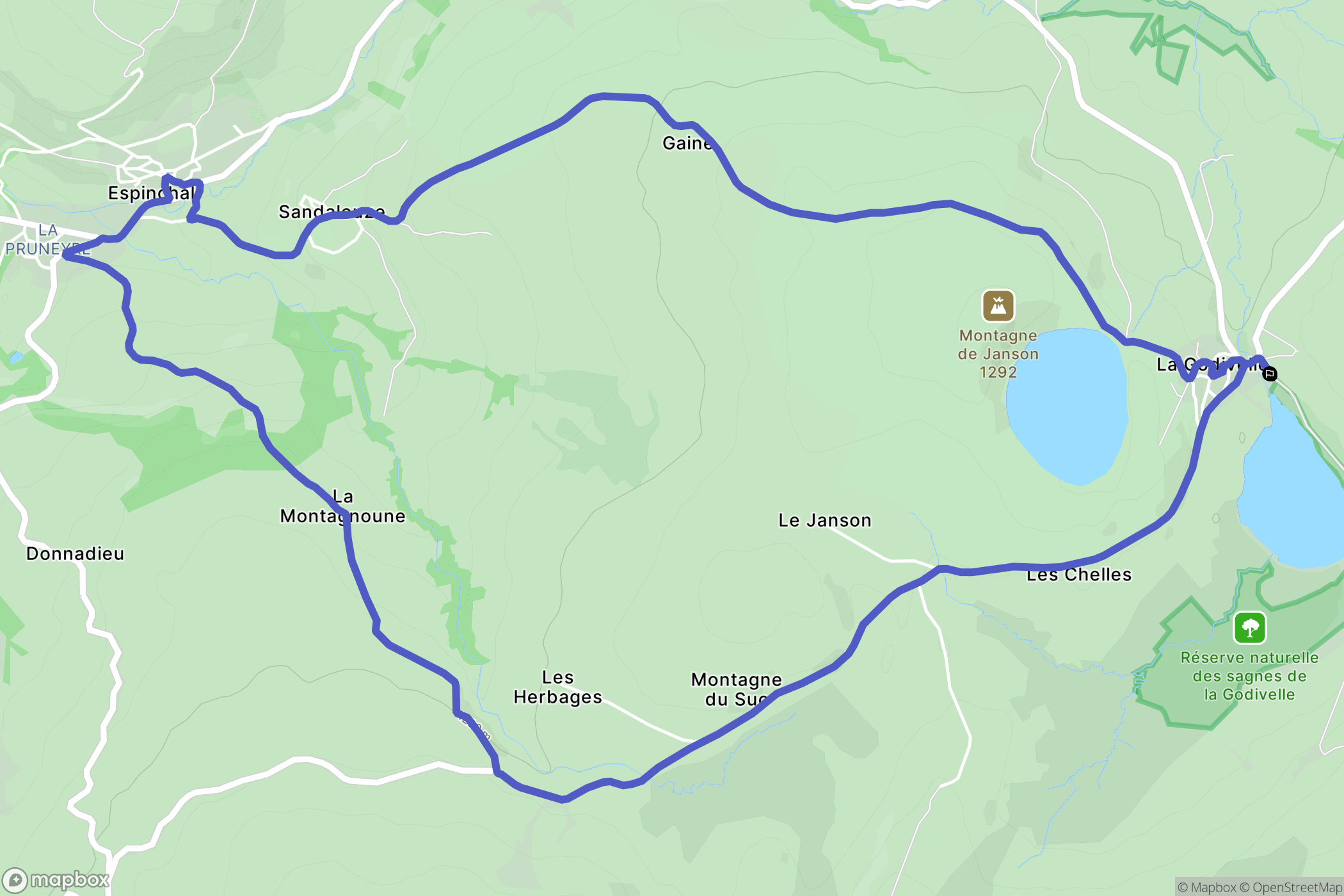 La Godivelle : carte du parcours de randonnée - France