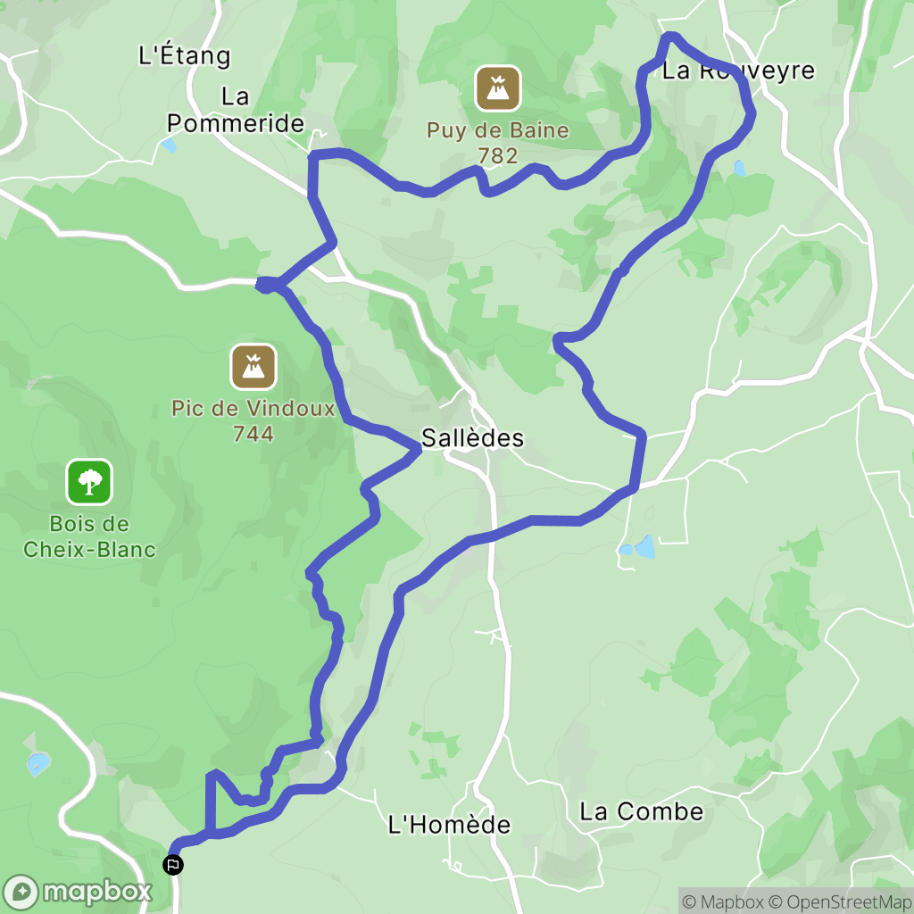 Sallèdes : carte du parcours de randonnée - France