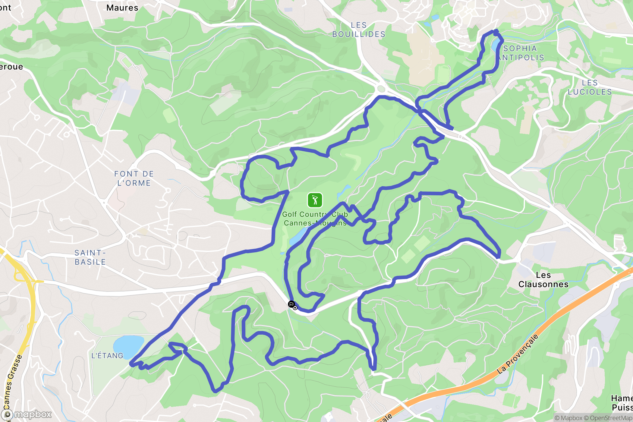 Mougins : carte du parcours de randonnée - France