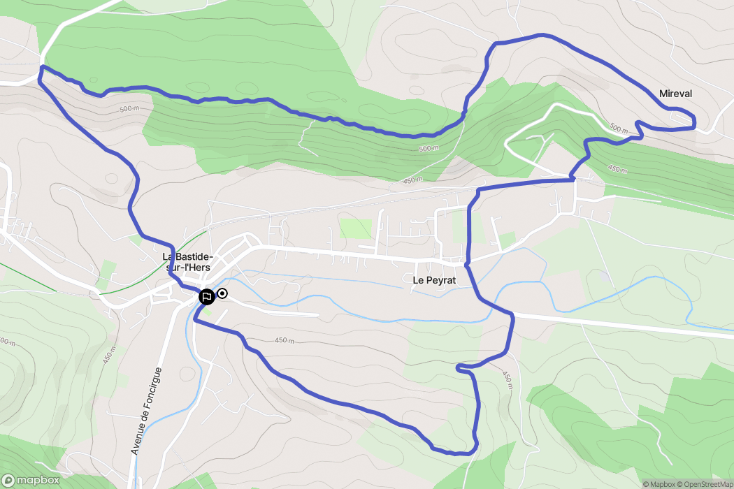 La Bastide-sur-l'Hers : carte du parcours de randonnée - France