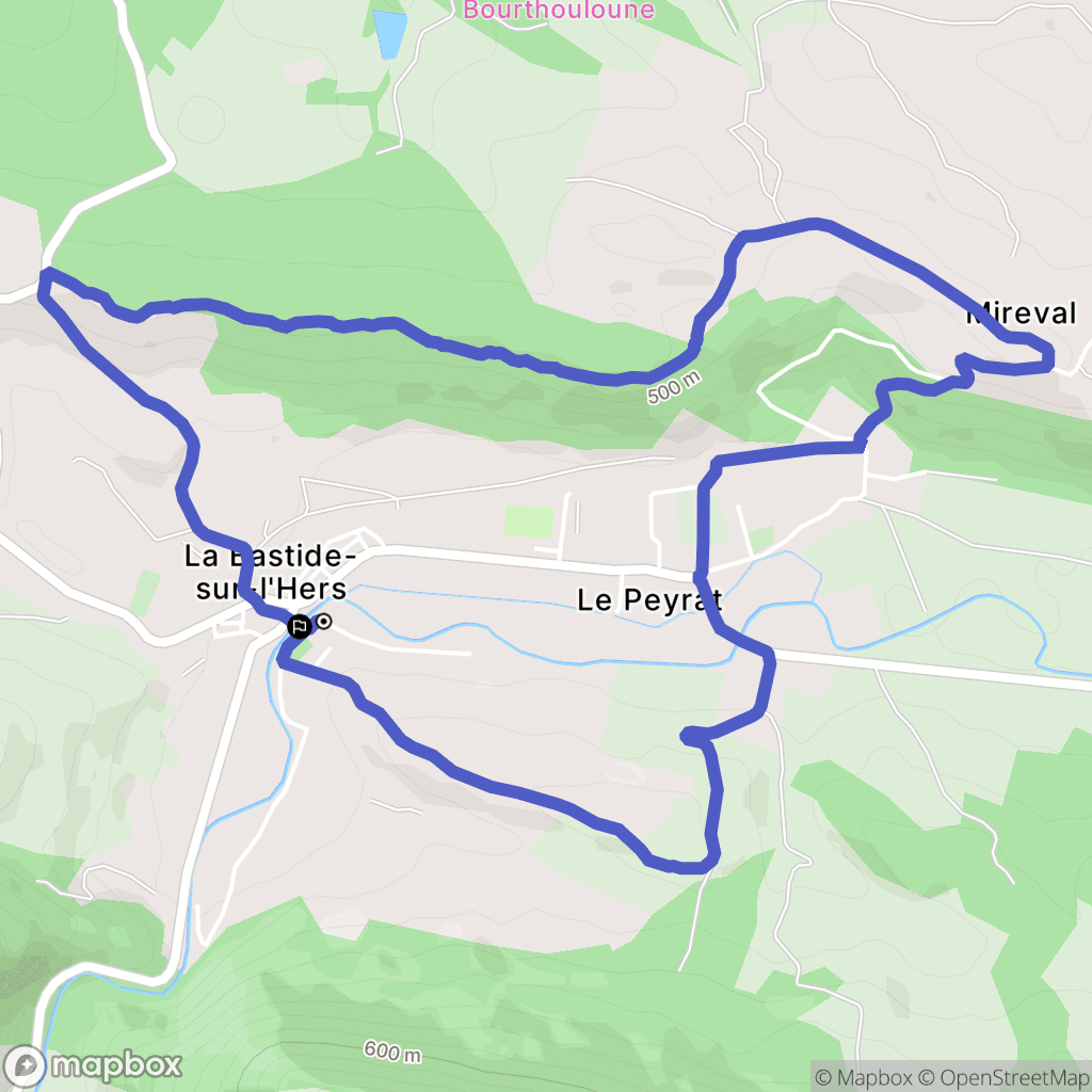La Bastide-sur-l'Hers : carte du parcours de randonnée - France