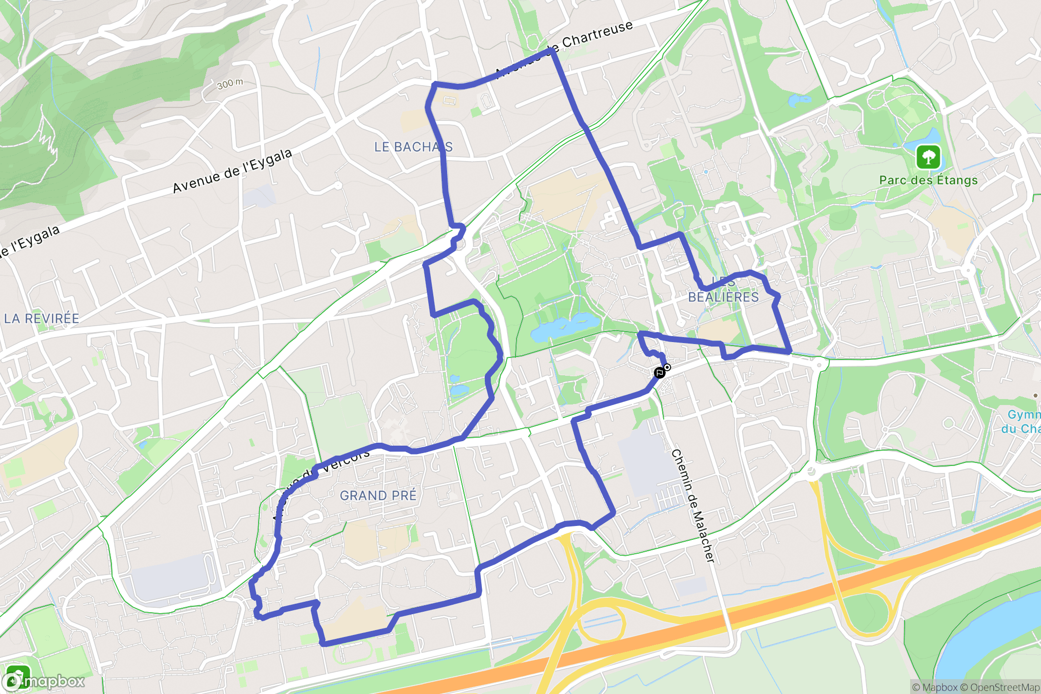Meylan : carte du parcours de randonnée - France