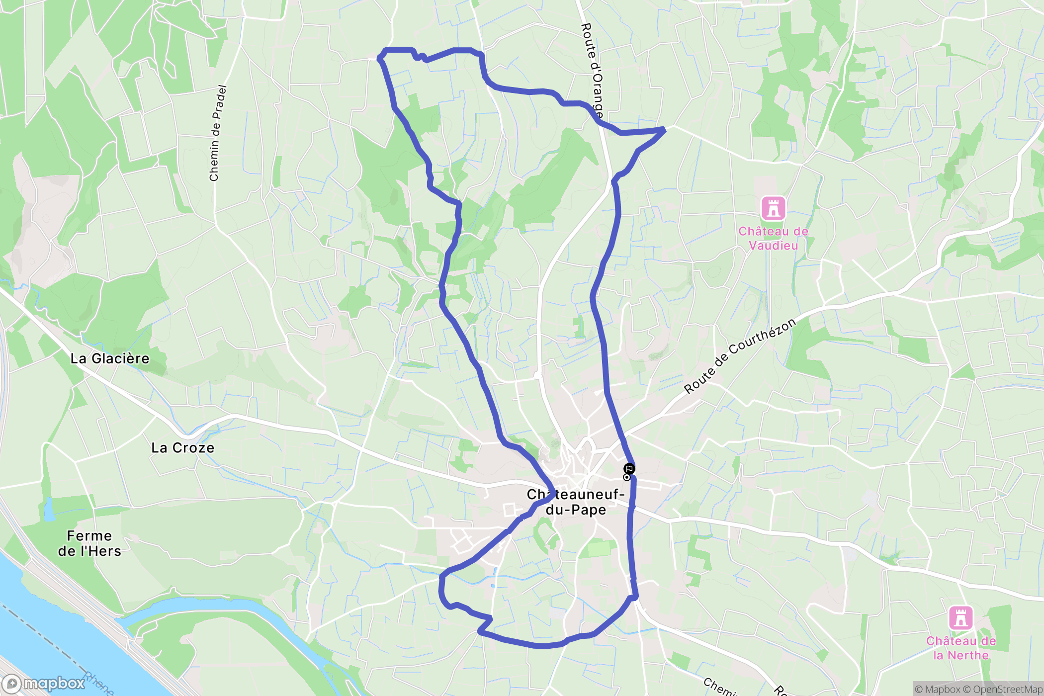 Châteauneuf-du-Pape : carte du parcours de randonnée - France