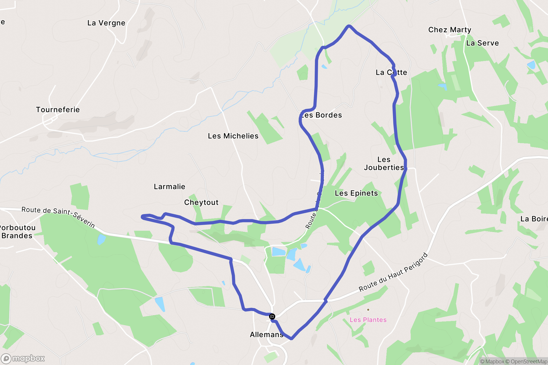 Allemans : carte du parcours de randonnée - France