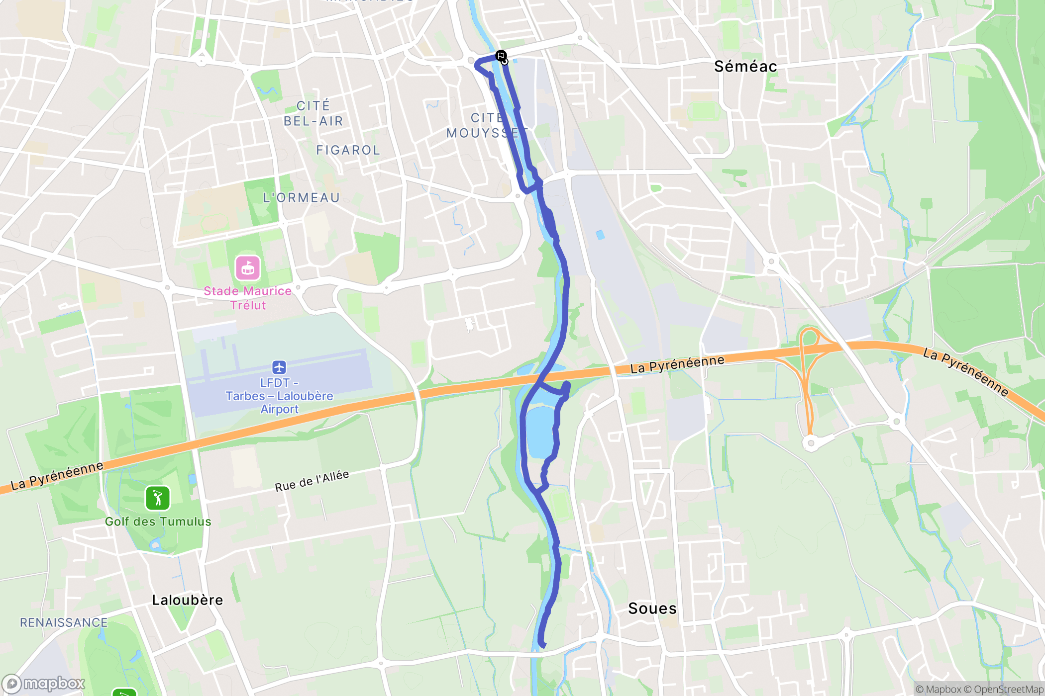 Tarbes : carte du parcours de randonnée - France