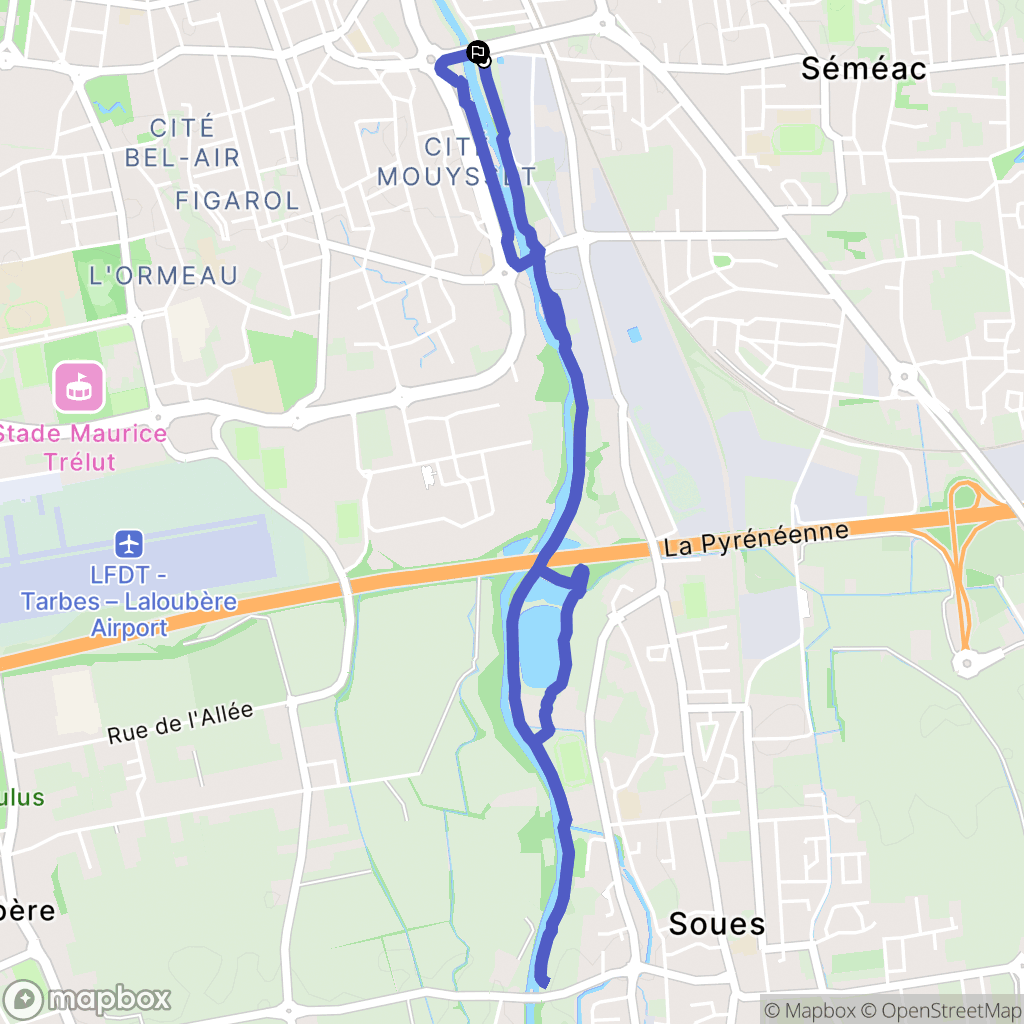 Tarbes : carte du parcours de randonnée - France