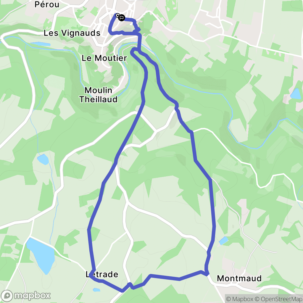 Châteauponsac : carte du parcours de randonnée - France