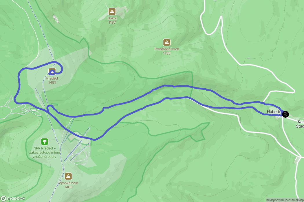 Karlova Studánka: mapa trasy - Czechia