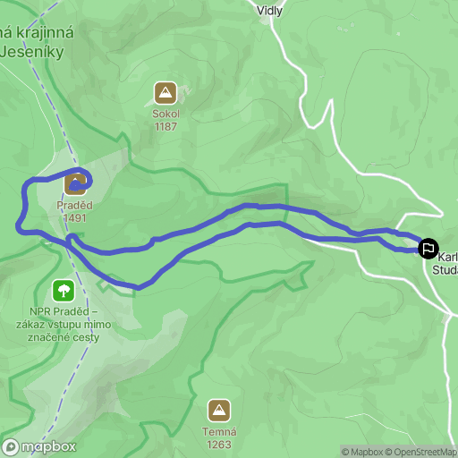 Karlova Studánka: mapa trasy - Czechia
