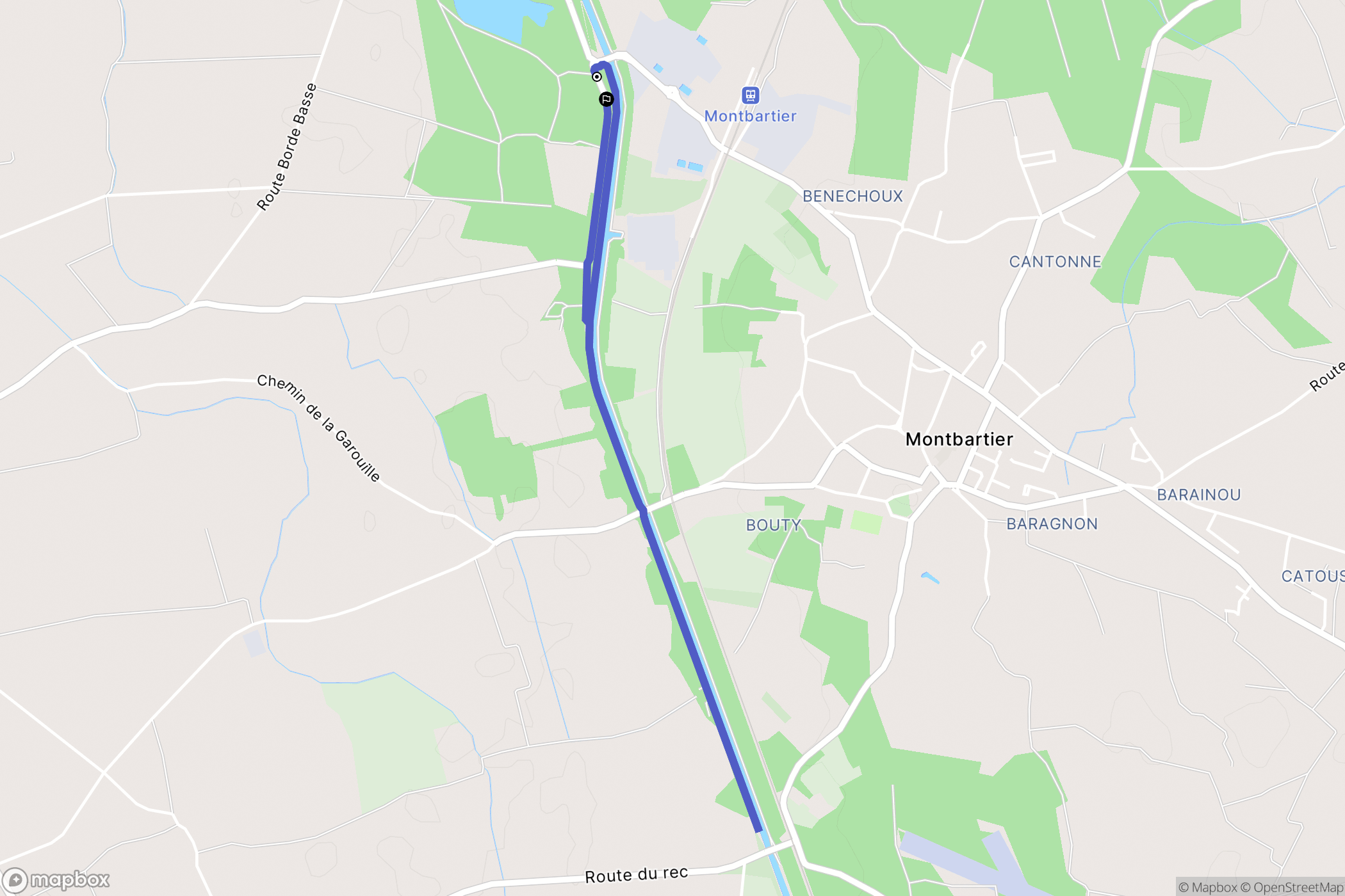 Montbartier : carte du parcours de randonnée - France