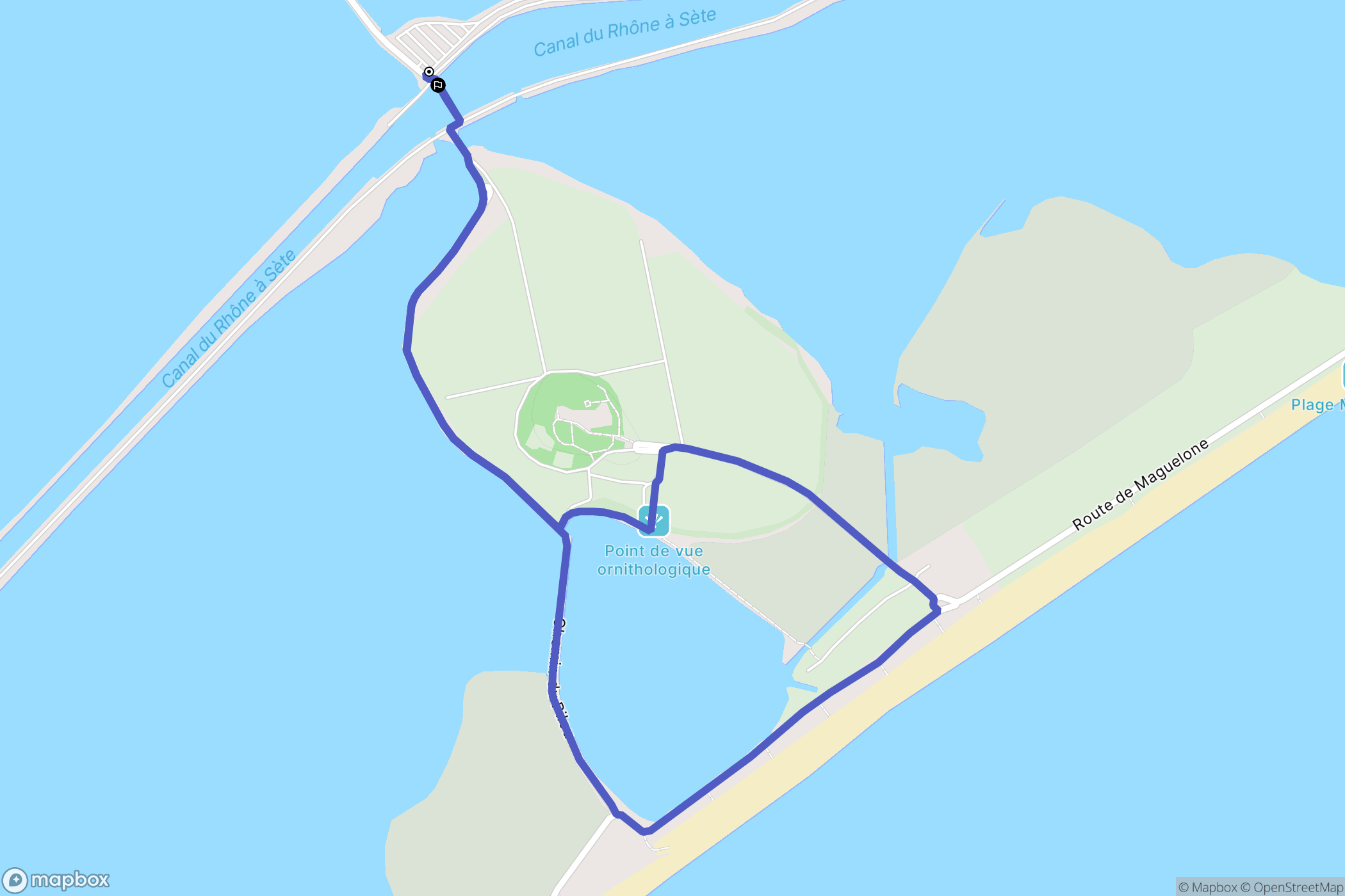 Villeneuve-lès-Maguelone : carte du parcours de randonnée - France
