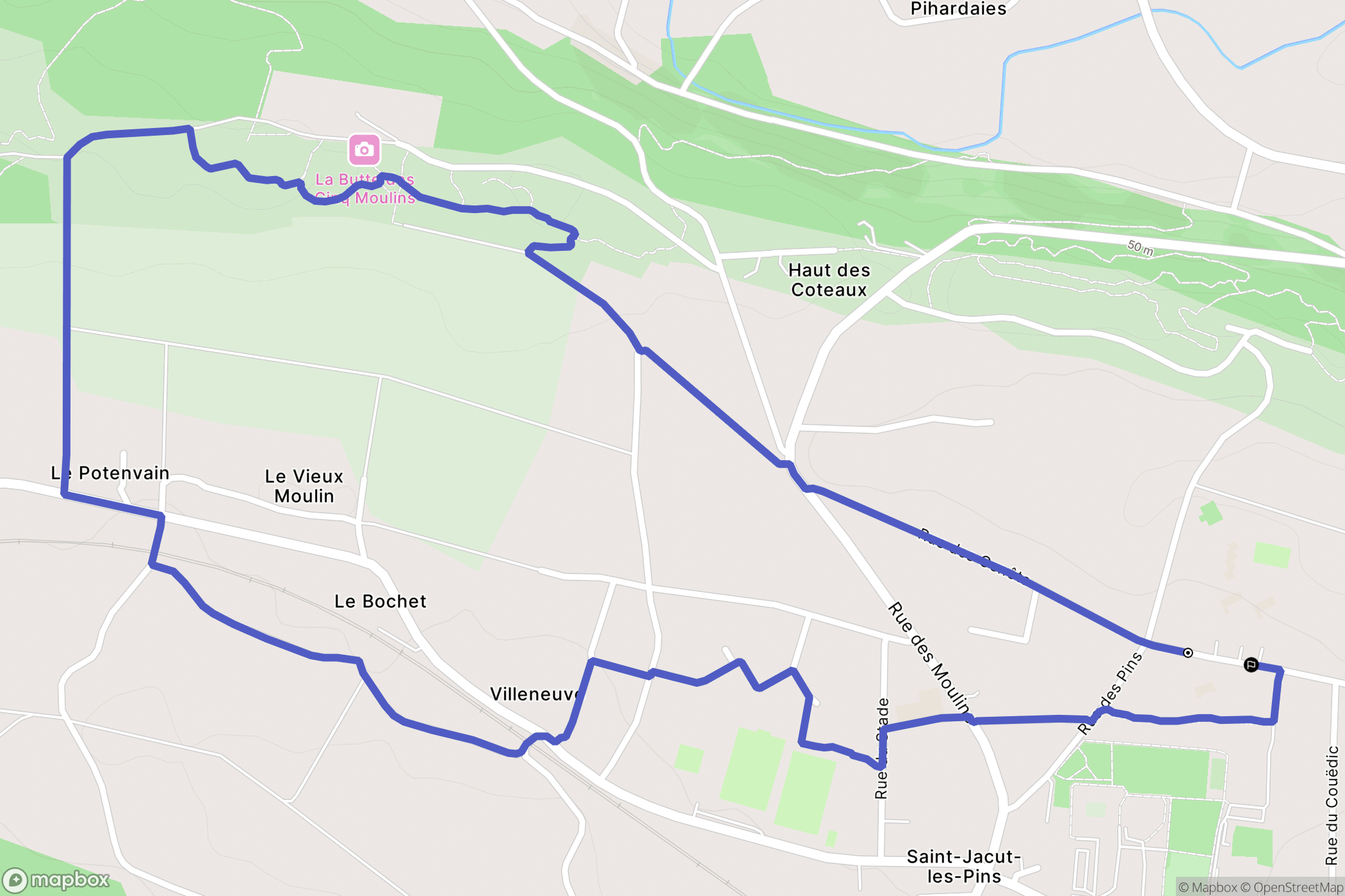 Saint-Jacut-les-Pins : carte du parcours de randonnée - France