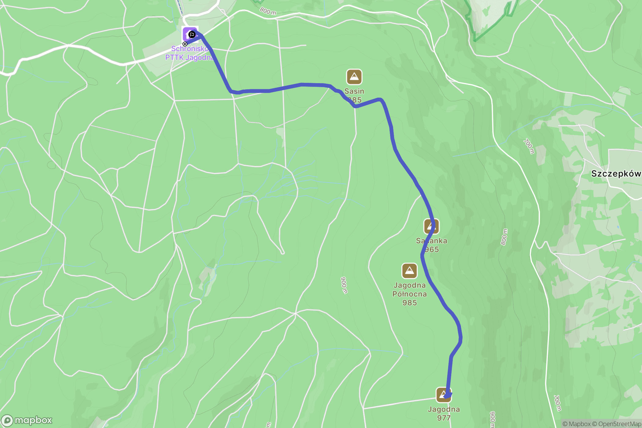 Spalona: mapa trasy - Poland