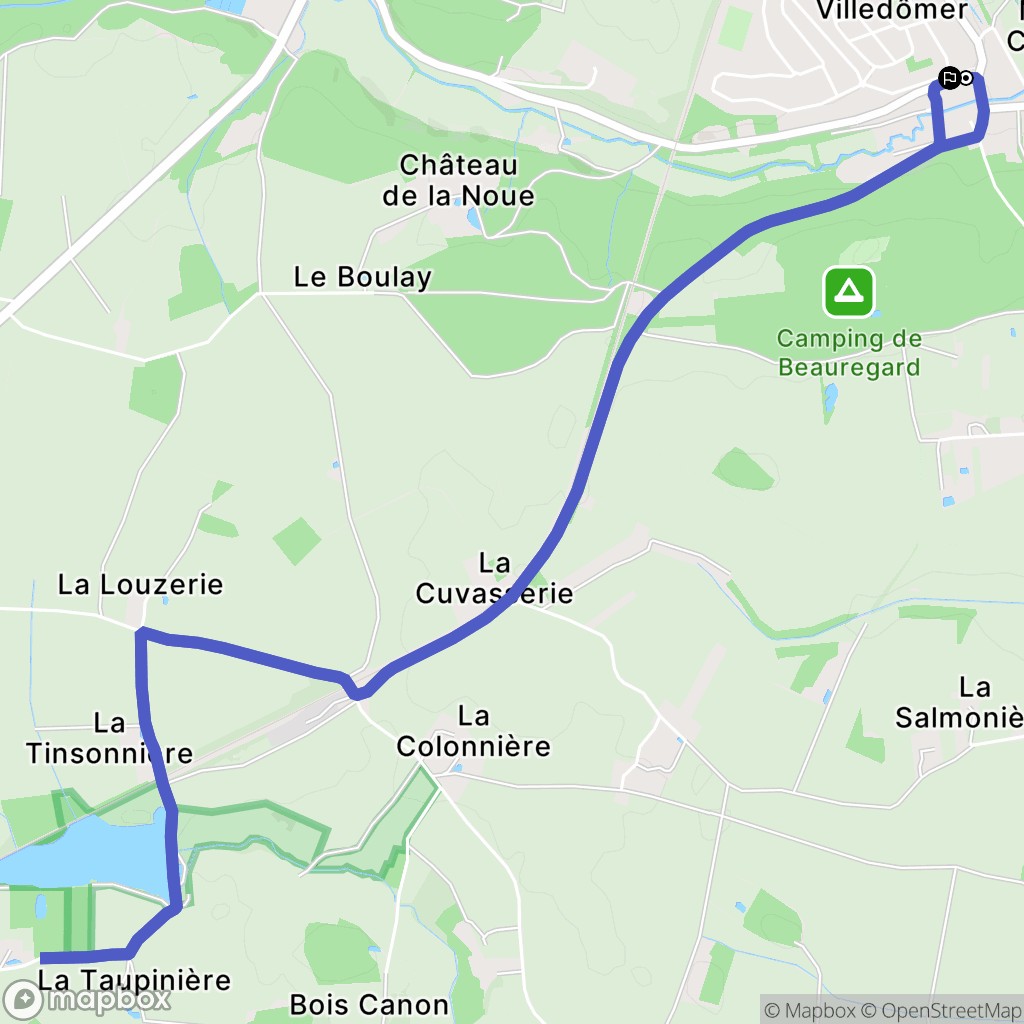 Villedômer : carte du parcours de randonnée - France