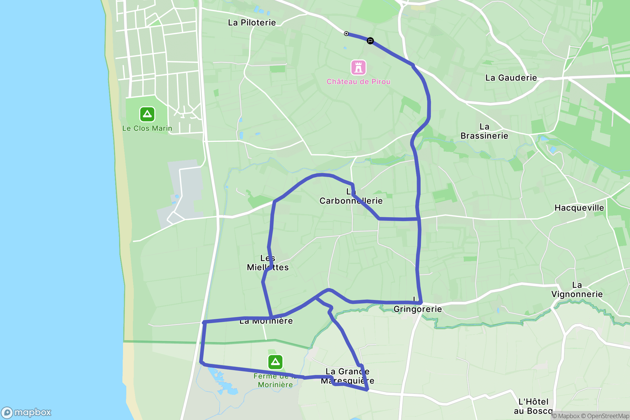 Pirou : carte du parcours de randonnée - France