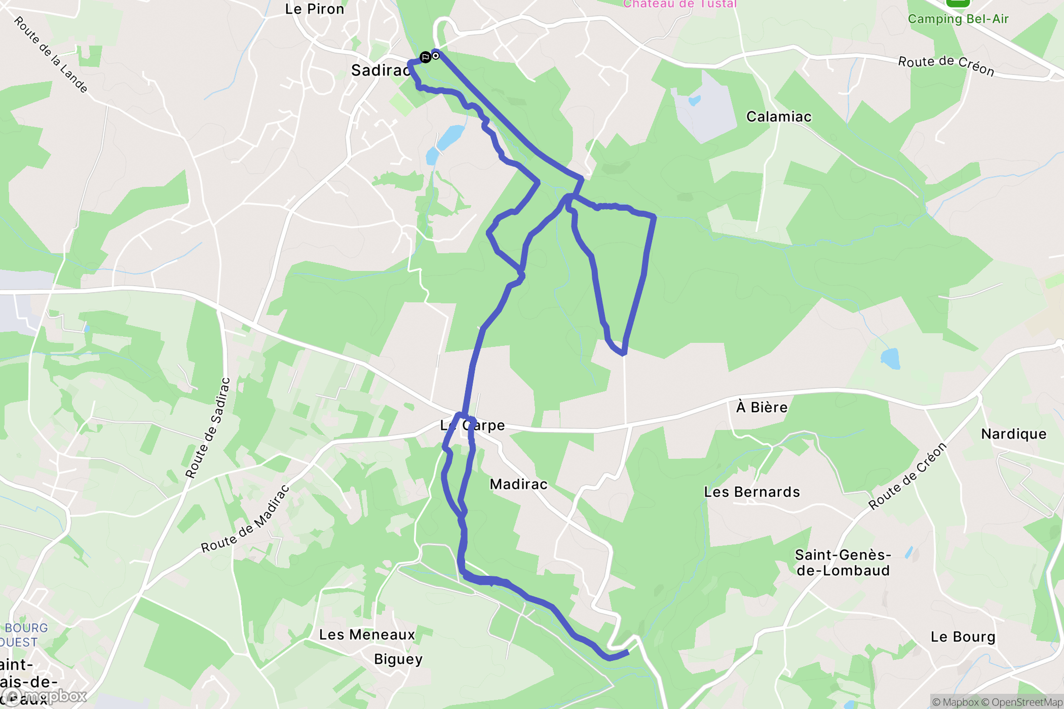 Sadirac : carte du parcours de randonnée - France