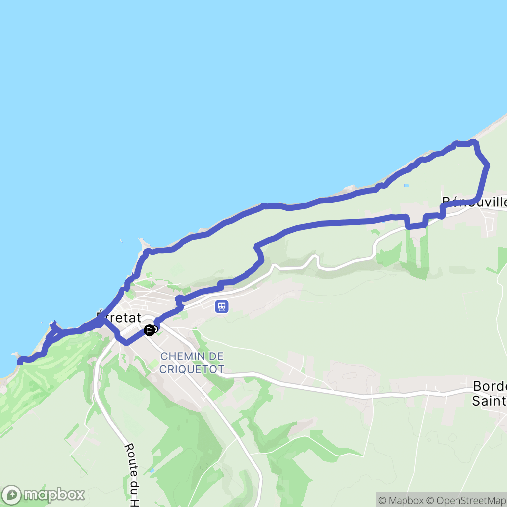 Étretat : carte du parcours de randonnée - France