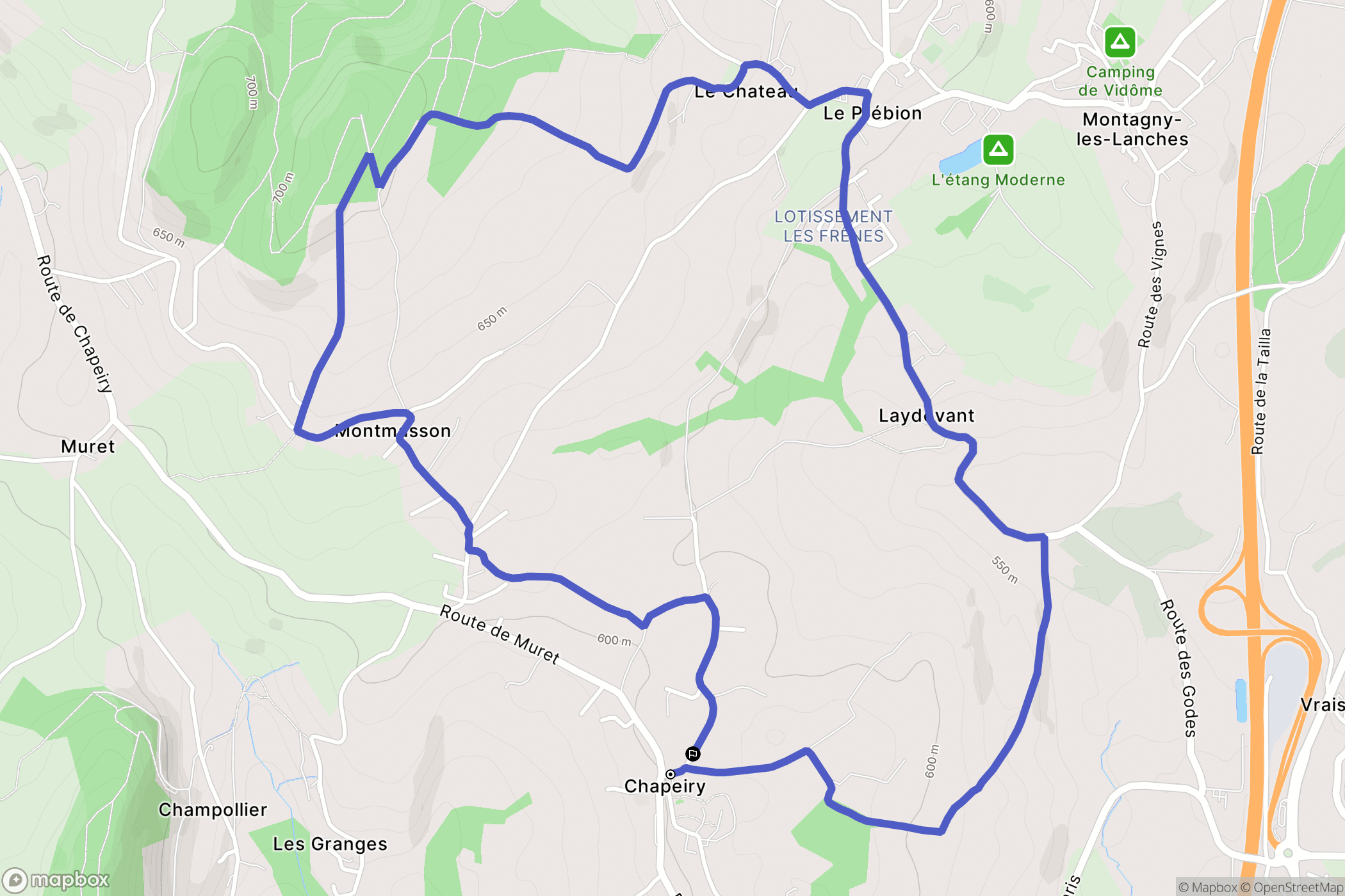 Chapeiry : carte du parcours de randonnée - France