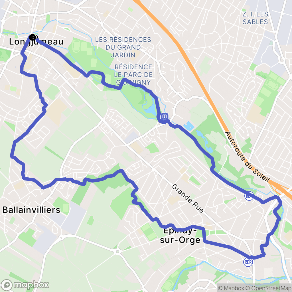 Longjumeau : carte du parcours de randonnée - France