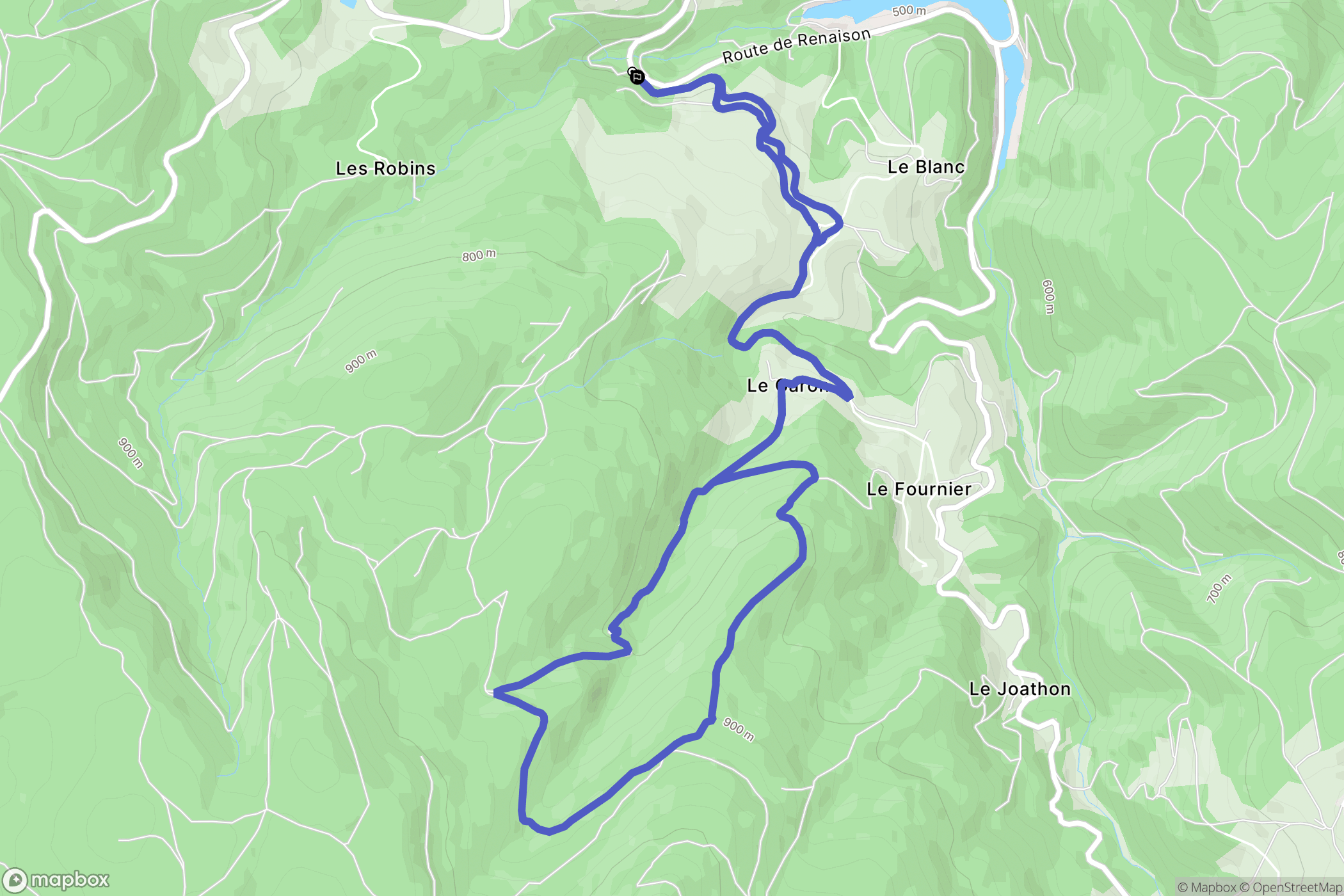 Les Noës : carte du parcours de randonnée - France