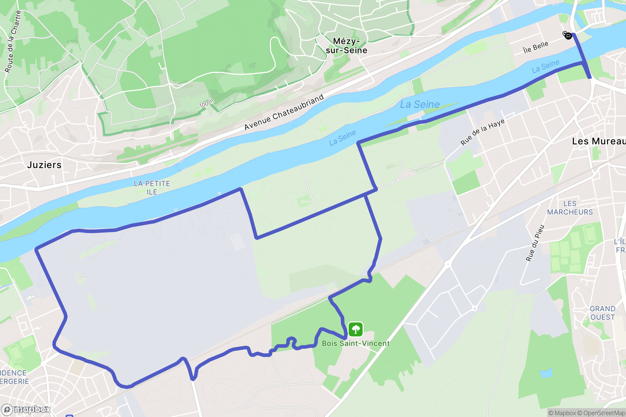 Meulan-en-Yvelines : carte du parcours de randonnée - France
