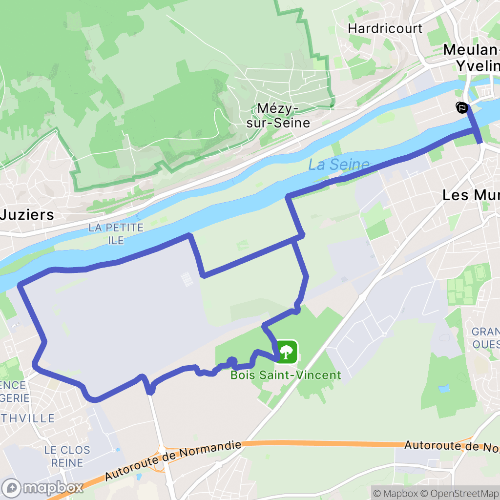 Meulan-en-Yvelines : carte du parcours de randonnée - France