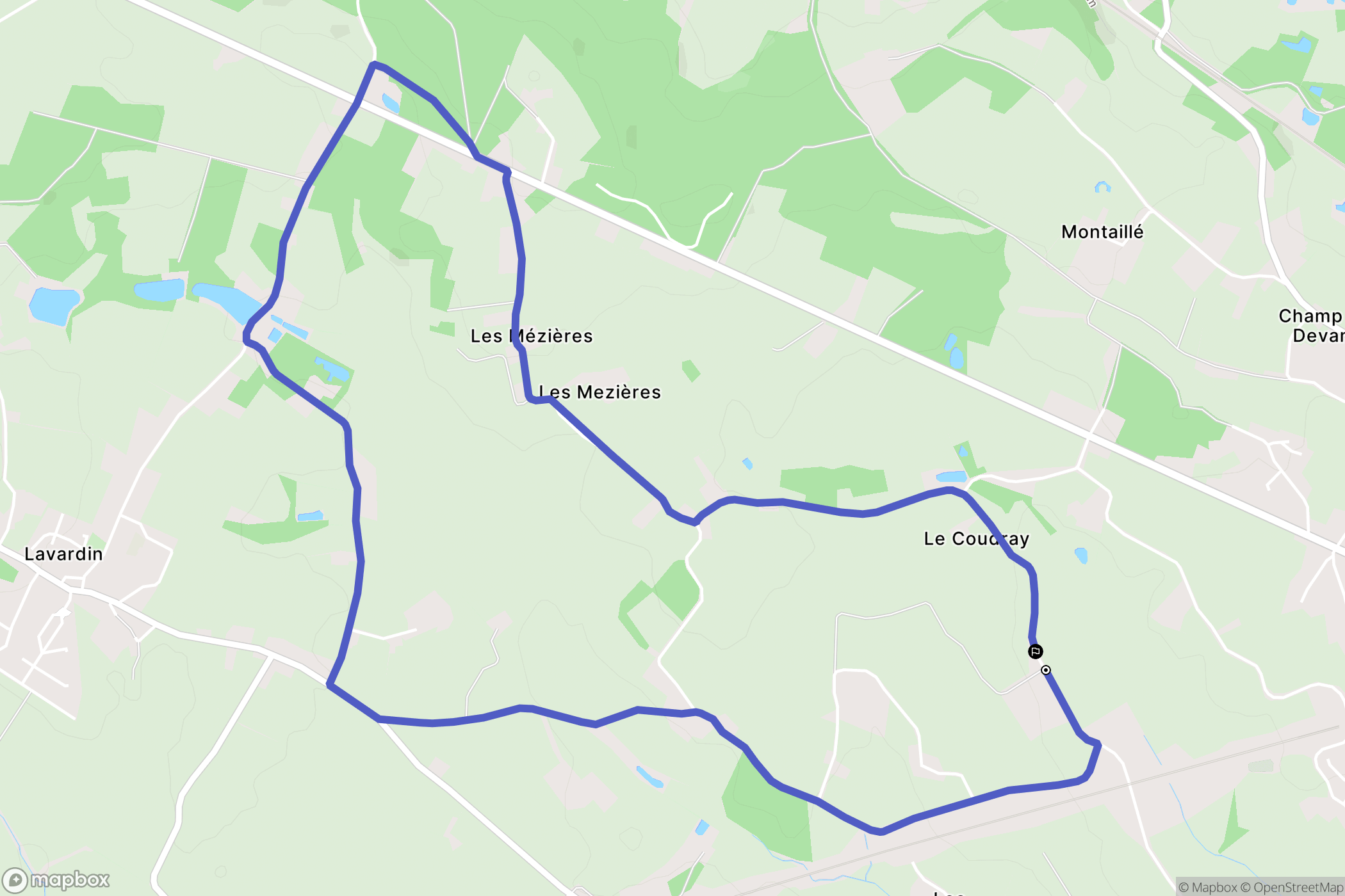 Aigné : carte du parcours de randonnée - France