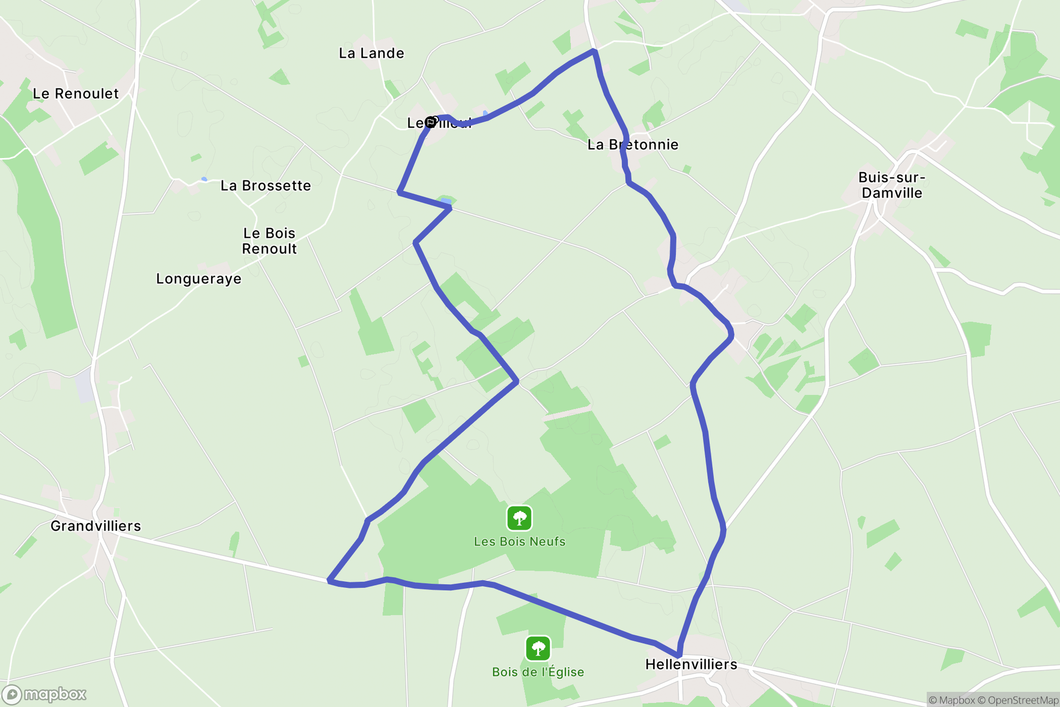 Mesnils-sur-Iton : carte du parcours de randonnée - France