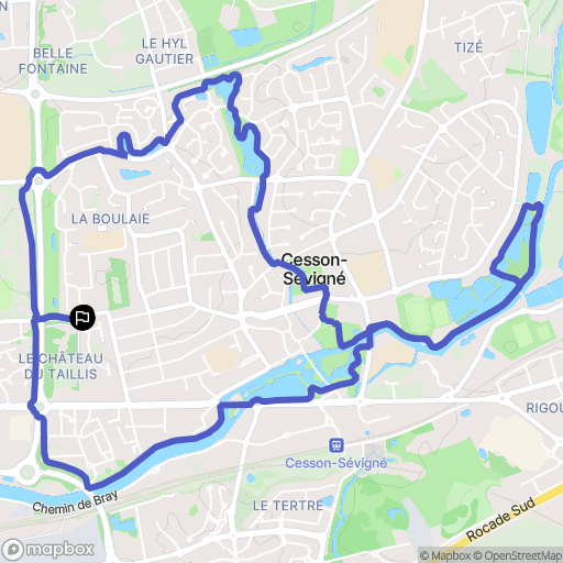 Cesson-Sévigné : carte du parcours de randonnée - France