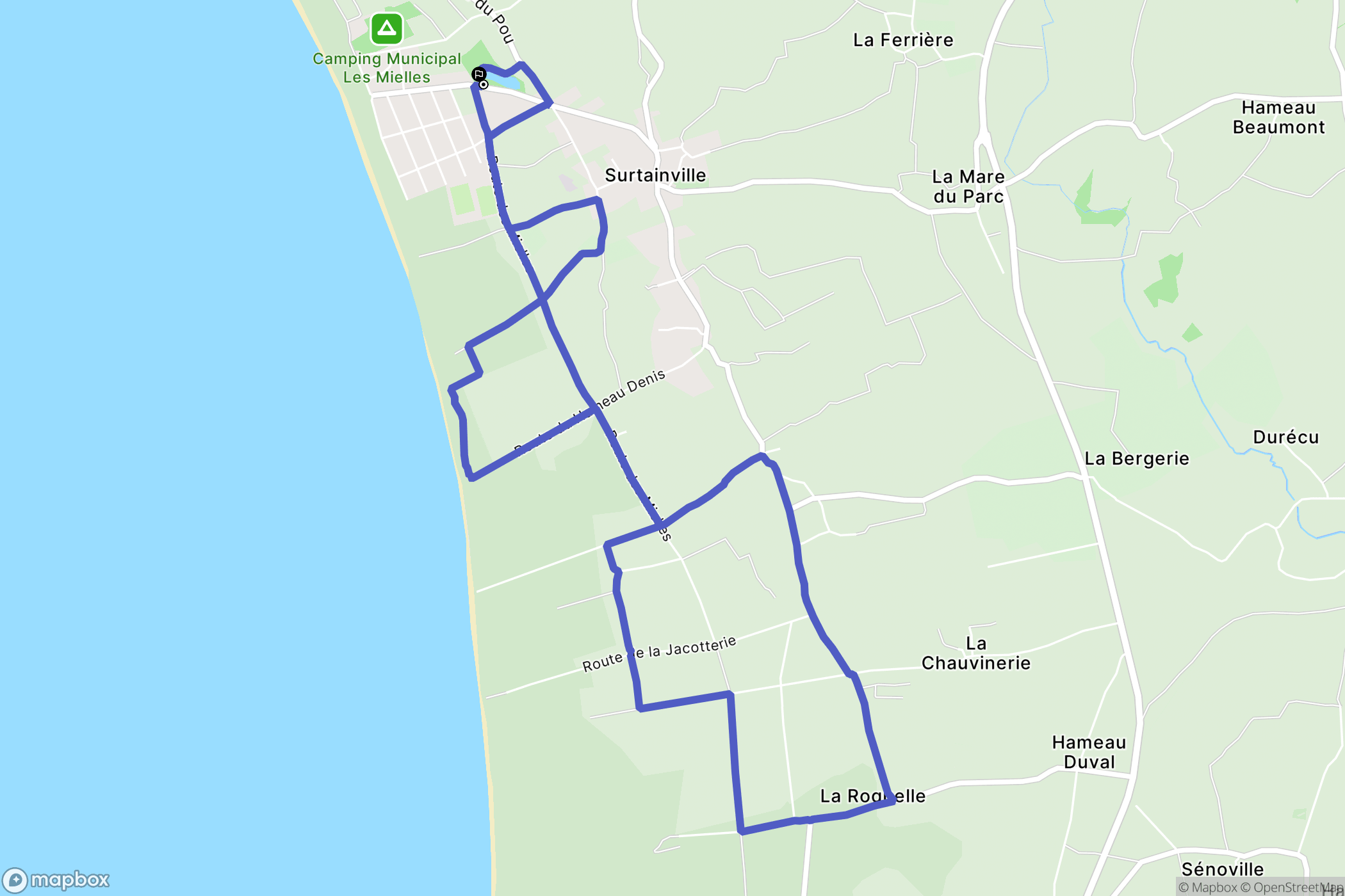 Surtainville : carte du parcours de randonnée - France