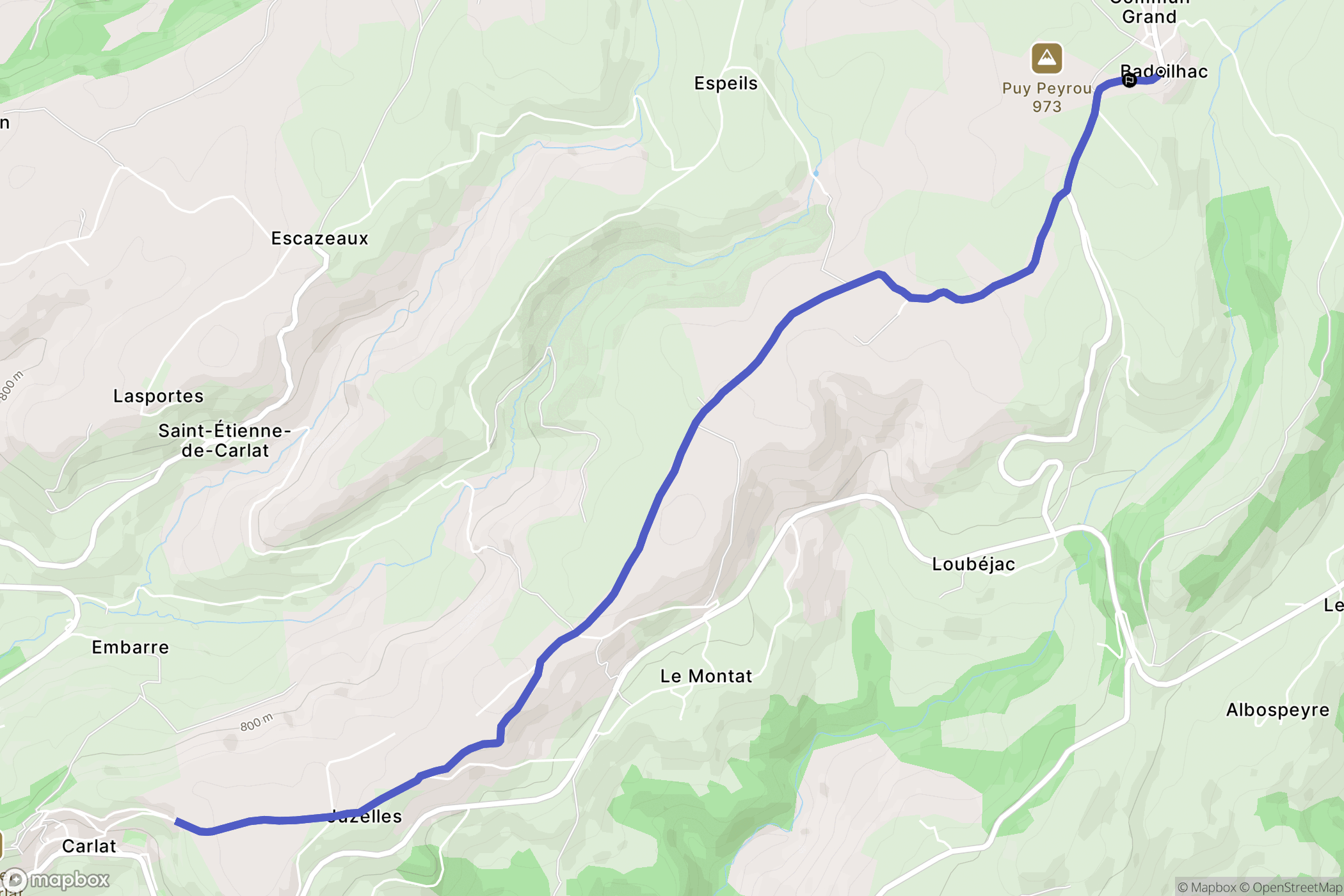 Badailhac : carte du parcours de randonnée - France