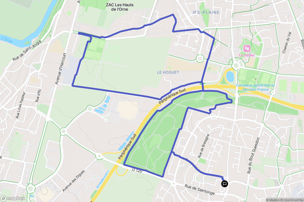 Ifs : carte du parcours de randonnée - France