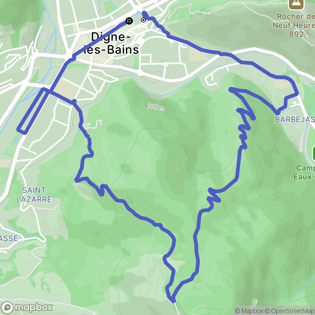 Digne-les-Bains : carte du parcours de randonnée - France