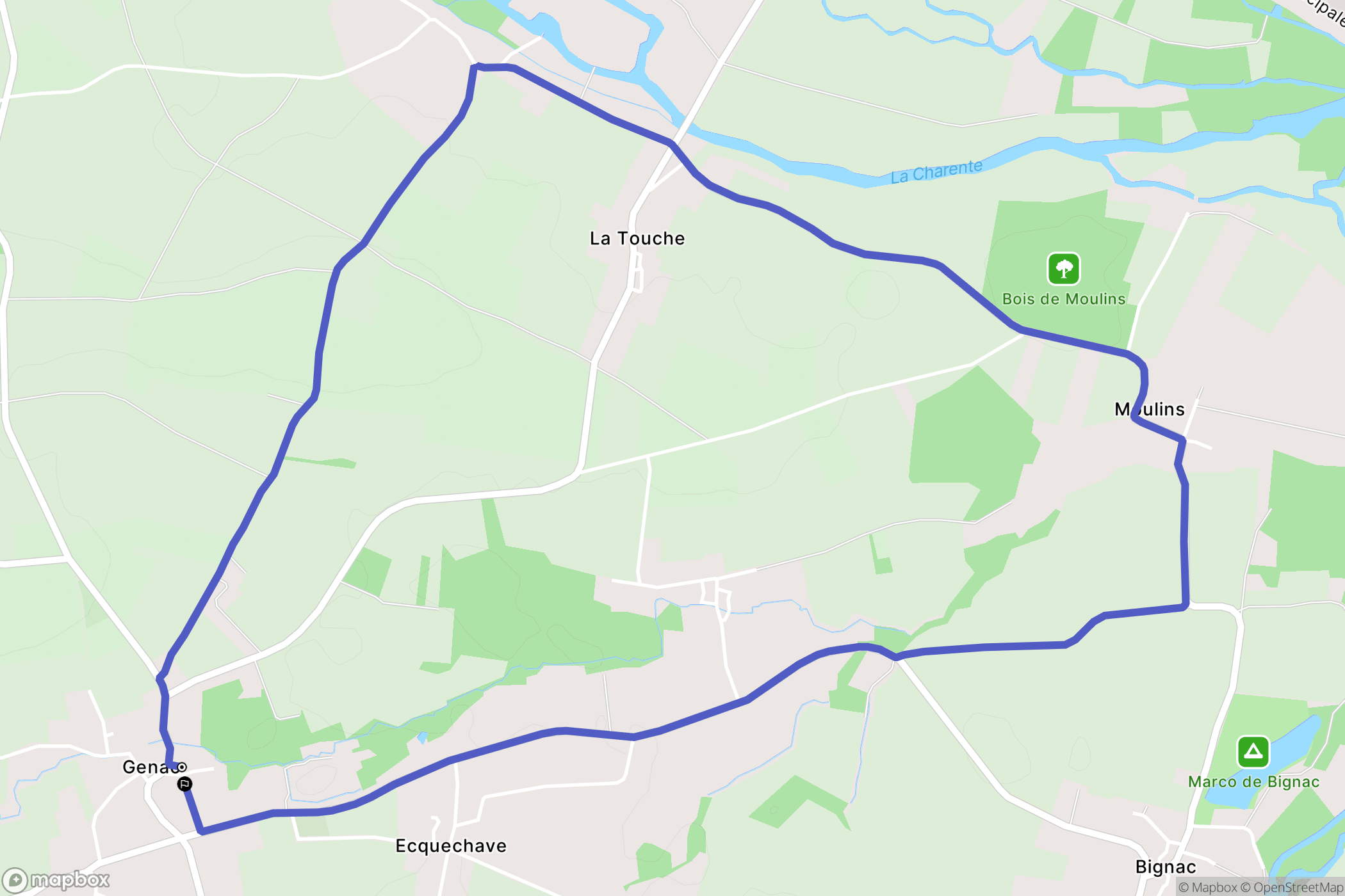 Genac-Bignac : carte du parcours de randonnée - France