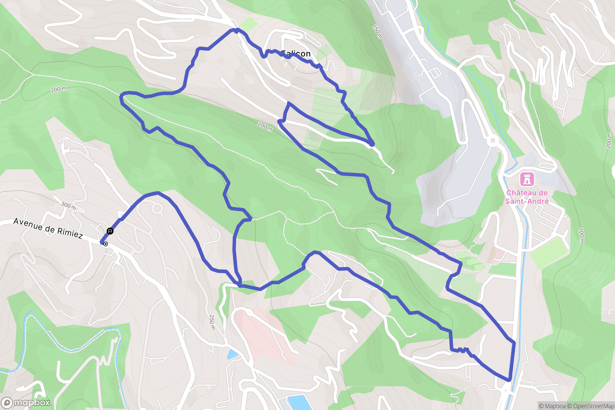 Falicon : carte du parcours de randonnée - France