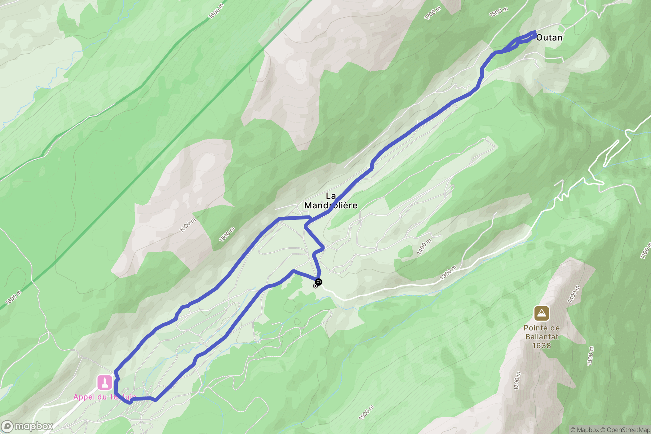 Glières-Val-de-Borne : carte du parcours de randonnée - France