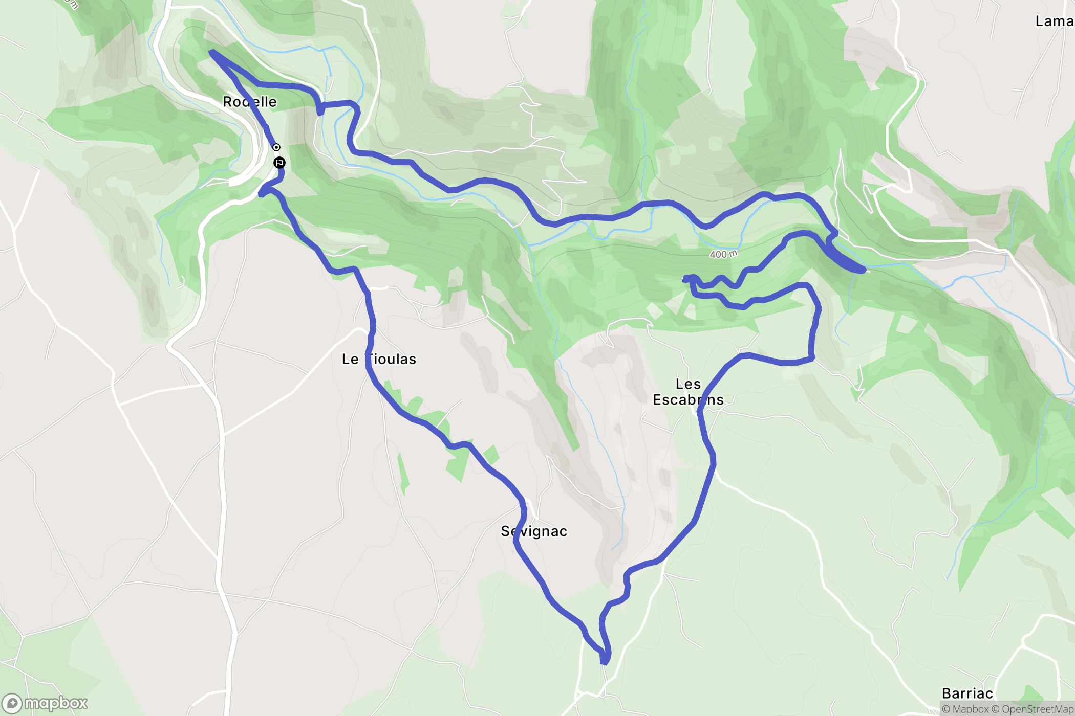 Rodelle : carte du parcours de randonnée - France