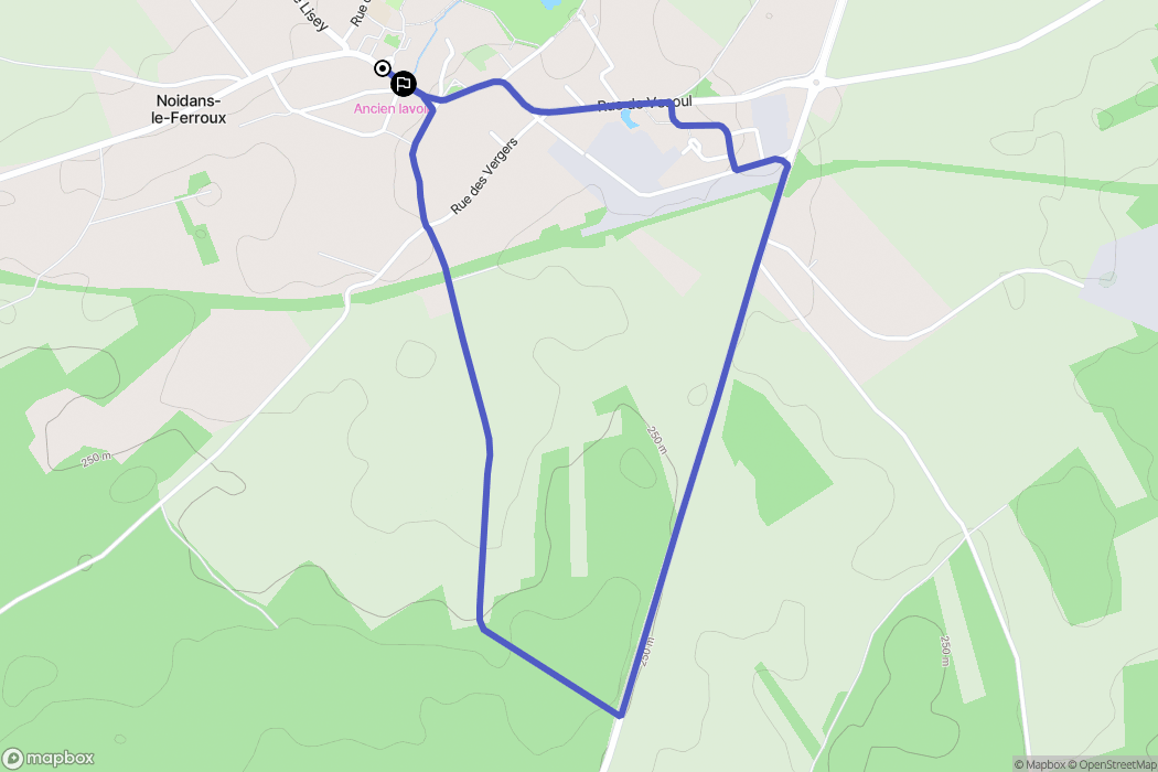 Noidans-le-Ferroux : carte du parcours de randonnée - France