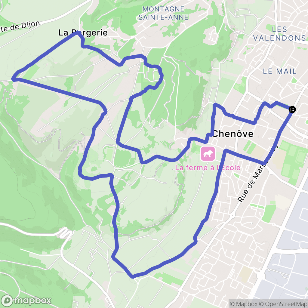 Chenôve : carte du parcours de randonnée - France