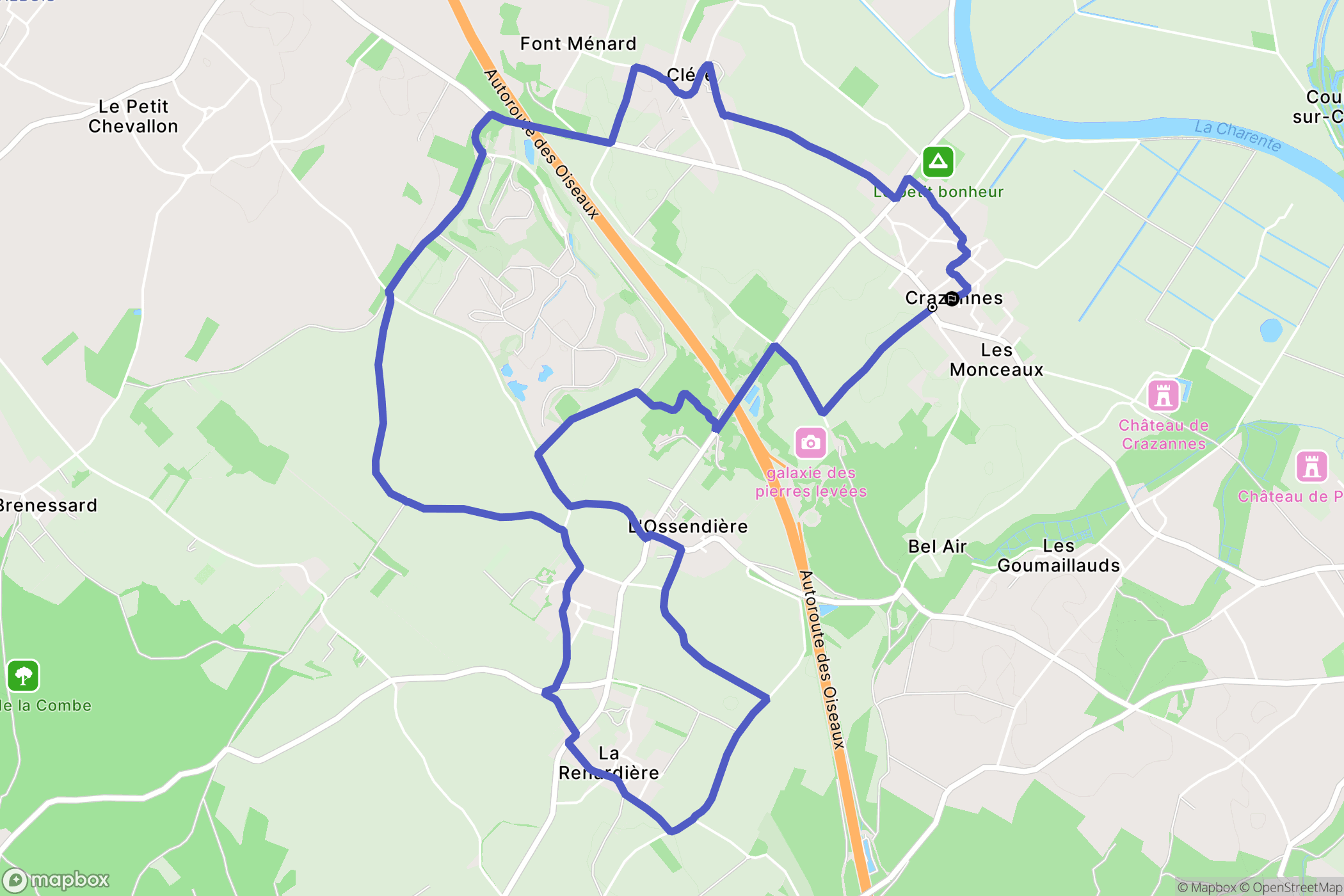 Crazannes : carte du parcours de randonnée - France