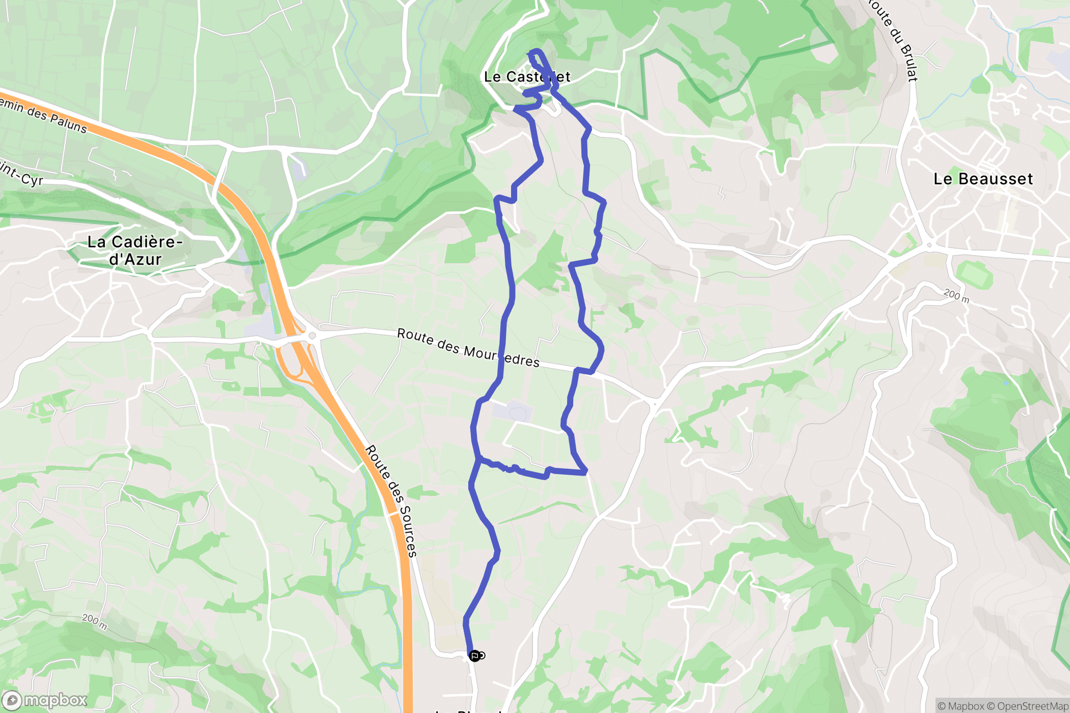 Le Castellet : carte du parcours de randonnée - France
