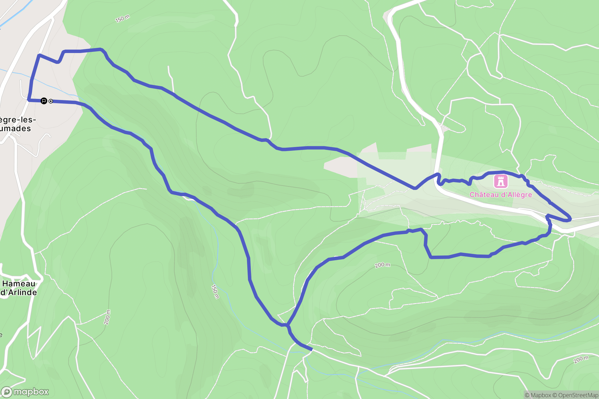 Allègre-les-Fumades : carte du parcours de randonnée - France