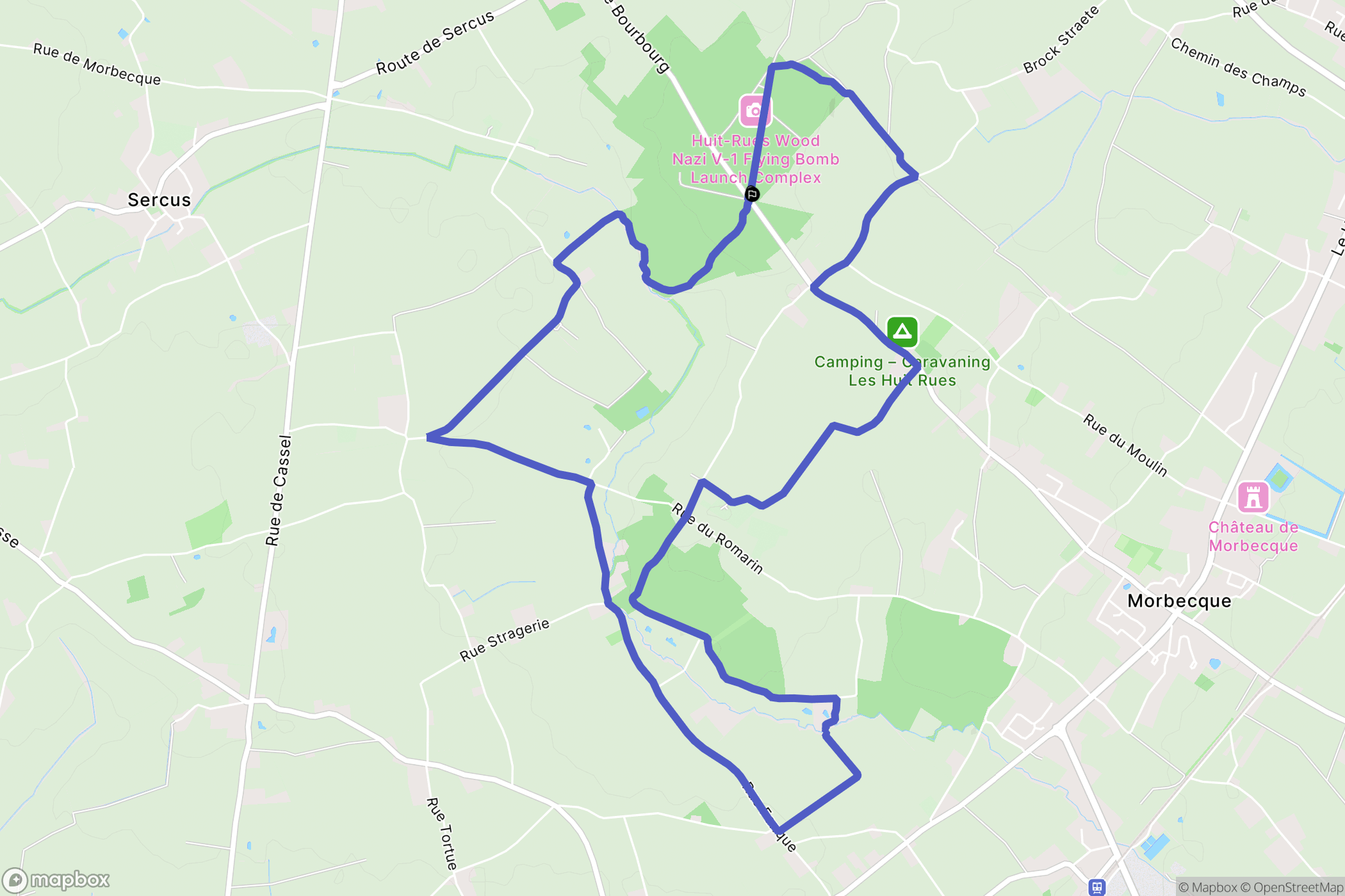Morbecque : carte du parcours de randonnée - France