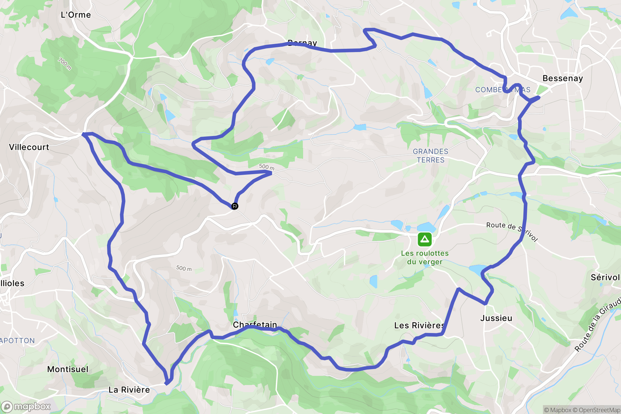 Brullioles : carte du parcours de randonnée - France